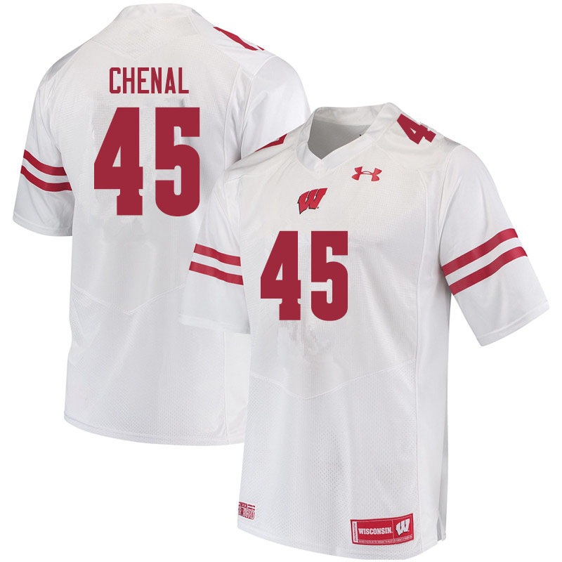 Wisconsin Badgers Men's #45 Leo Chenal NCAA Under Armour Authentic White College Stitched Football Jersey TM40E52MC